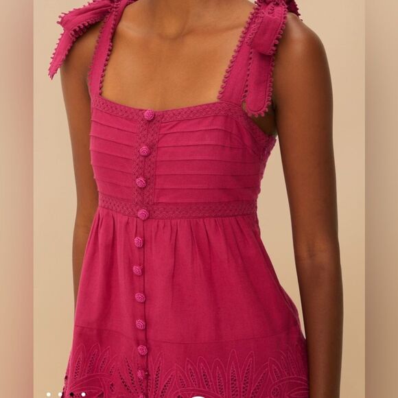 FARM RIO Pink Daisy Embroidered Sleeveless Midi Dress Size Medium NWT - Picture 3 of 7